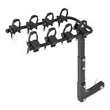Amazon Basics 4-Bike Hitch Rack with 2" Hitch for Car, SUV and Truck, Heavy-Duty Steel Frame, Foldable, Anti-Rattle Stability, 132-Pound Capacity