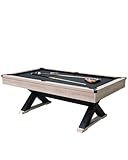 7 FT Pool Table, 84" Billiard Tables with 2 Cue Sticks, Billiard Balls, Cues, Cleaning Brush, X-Legs