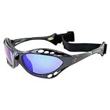 Hurricane Eyewear Category 4 Polarized Jet Ski Floating Goggles Black Padded Frames with Anti-Fog Coating (Blue Mirror)