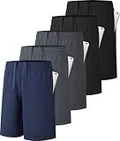 MLYENX 5 Pack Boys Athletic Shorts Active Performance Youth Kids Basketball Shorts Quick Dry with Elastic Waist Pockets