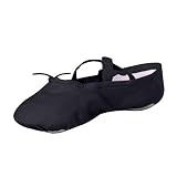STELLE Canvas Ballet Shoes for Girls Split Sole Dance Slippers(BK, 12ML)