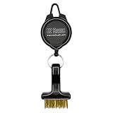 EZ Brush Mini Retractable Golf Club Brush Cleaning Tool with Clip and Brass Bristles