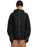 Volcom Men's Brighton Full Zip Snowboard Jacket – Stretch Fabric, Zip Tech®, Fully Taped Seams, Black, Medium