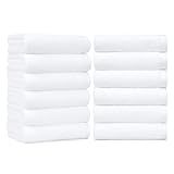 Amazon Basics Soft and Thick Cotton Hand Towels for Bath, Kitchen, Gym, 16 x 26 in, White, 12-Pack