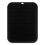 Large Heat-Resistant Mat for Styling Tools - 12"x9" Professional Flat Iron Mat, Travel Silicone Mat for Curling Irons, Hair Straighteners, Blow Dryers, and Salon Appliances, Black