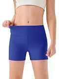Haloumoning Girls Athletic Shorts Kids High Waisted Dance Biker Shorts Blue