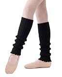 Stelle Girls Ballet Leg Warmers Kids Knit Ruffle Legwarmer Dance(Black,F)