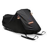AUTOLION Snowmobile Cover, 420D Durable Oxford Fabric Waterproof sled ski Cover with Reflective Handles, Elastic Bottom (Black M Fits Length 115" x 51" x 48")
