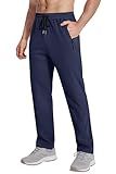MAGNIVIT Men's Lightweight Athletic Pant with Zipper Pockets Breathable Quick Dry Workout Jogging Hiking Track Pants Navy