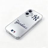 KOYOEY MLB New York Yankees Phone Case, Shockproof Protective Cover for iPhone 16, Silver-Plated Back with Raised Camera Protection, NY Yankees Gift