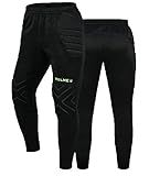 KELME Soccer Goalkeeper Pants Pro with Protection Pads – Padded Soccer Goalie Pants – Kids, Youth and Adults Sizes (Black/Yellow, Large)
