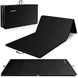BalanceFrom Folding Gymnastics Mat, Thick Home Gym Floor Tumbling Equipment, Black - Portable Exercise and Workout Pad for Pilates, Aerobics, and Martial Arts Fitness Training