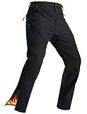 TACVASEN Snow Pants Men Waterproof Windproof Hiking Ski Pants Winter Softshell Fleece Lined Insulated Snowboard Warm Work Hunting Black 32