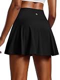 PINSPARK Womens Pleated Tennis Skirt High Waisted Athletic Skort,Black L