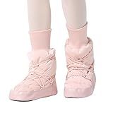 Daydance Shiny Pink Women Dance Warm up Booties Adult Ballet Shoes Slippers Indoor