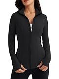 Trendy Queen Womens Lightweight Zip Up Jackets 2025 Athletic Hoodies Fall Gym Shirts Running Workout Clothes with Pocket Black M