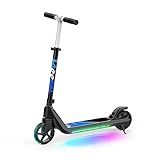 LINGTENG Electric Scooter for Kids Age of 6-10, Kick-Start Boost with Adjustable Speed and Height, Flash Wheel & Deck Lights(Black)