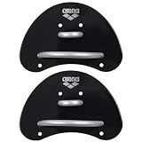 Arena Unisex Adult Elite Finger Swimming Paddle for Men and Women Pool Exercise Equipment for Swimming and Technique Training, Black/Silver, Small