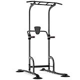 BangTong&Li Power Tower, Pull Up Bar Dip Station/Stand for Home Gym Strength Training Workout Equipment (Black-02)