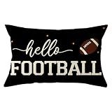 Ogiselestyle Hello Football Throw Pillow Covers 12x20 Inch Polka Dot Fall Cushion Case Decoration for Sofa Couch