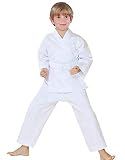 FLUORY Karate Uniform with Free Belt, White Karate Gi for Kids & Adult Size 000-6