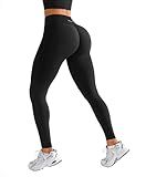 BRXL Butt Lifting Workout Lycra Leggings for Women Tummy Control High Waist Seamless No Front Seam Gym Yoga Running Leggings Black M