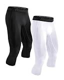 Roadbox Mens 3/4 Compression Pants, Athletic Running Legging Tights, Spandex Base Layer Workout Baseketball Gym