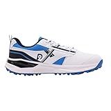 DNINE Blaster Cricket Shoes | Rubber Studs | Superior Grip and Performance | White and Navy Blue | US Sizes (White/Navy Blue, US Footwear Size System, Adult, Men, Numeric, Medium, 10)
