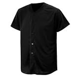 CUTHBERT Baseball Jersey Men Women Casual Button Down Shirt N-Black-M