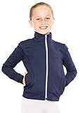 STRETCH IS COMFORT Girl's Warm Up Techno Jacket Navy Blue Small