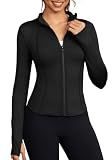 Women's Workout Jacket Lightweight Cropped Zip Up Slim Fit Yoga Jacket