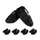 LAKE OF FIRE 5-Pair Reusable Shoe Covers, Non-Slip, Washable, and Thickened Boot Covers for Floor and Carpet Protection(5 Black)