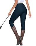 MoFiz Womens Horse Riding Pants Full Seat Riding Breeches Equestrian Tights Horseback Silicone Zipped Pocket Peacock Blue L