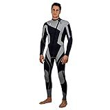 Aqua Polo Manta Ray Wetsuit for Men | Scuba Diving | 3 mm SC Neoprene | 4-Way Super Stretch | Neck Cuff Ankle Gaskets (Black/Grey, L Tall)