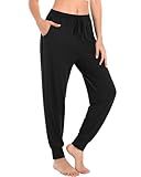 Envlon Yoga Pants with Pockets Women Sweat Casual Loose Sweatpants Black Soft Joggers Comfy Lounge Pants