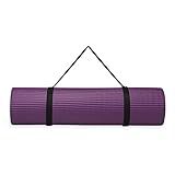 Gaiam Essentials Thick Yoga Mat Fitness & Exercise Mat with Easy-Cinch Carrier Strap, Purple, 72"L X 24"W X 2/5 Inch Thick, 10mm