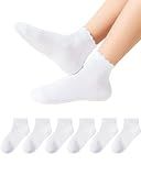 Funjoon Girls White Ruffle Socks School Uniform Kids Cotton Ankle Dress
