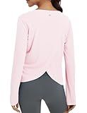 baleaf Women's Long Sleeve Workout Tops Athletic Shirts Split Back Running Gym Quick Dry Sun Protection UPF 50+ Light Pink S