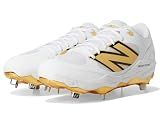 New Balance Men's Fresh Foam X 3000 V7 Baseball Shoe, White/Metallic Gold/Thunder, 14 M