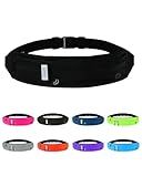 WATERFLY Running Belt Fanny Pack: Runner Marathon Jogging Waist Pack Sport Workout Exercise Fitness Phone Holder Belt for Men Women Jogger Slim Waistband Black