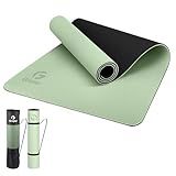 Gruper Yoga Mat Non Slip Thick 1/3'', Eco Friendly Fitness Exercise Mat with Carrying Strap, Pro Yoga Mats for Women, Workout Mats for Home, Pilates and Floor Exercises (Black/Matcha Green)