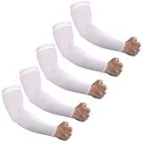 HEGCOIIE 5 Pairs UV Sun Protection Cover Cooling Arm Sleeves Compression UPF 50 Tattoo Cover Up Sleeve for Men Women,Running Golf (5 White)