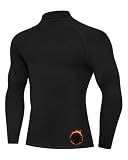 Men's Thermal Compression Shirts Mock Turtle Neck Long Sleeve Fleece Lined Undershirt Athletic Base Layer Winter Gear Black M