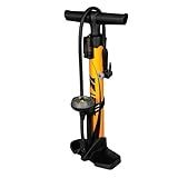 BV Bike Pump out of durable Steel - Bicycle pump 160 PSI high Pressure, Bike Tire Pump 17/24 inch Smart Valve Head, Schrader bike pump with gauge, Automatically Reversible Presta & Schrader, ball pump