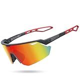 Lamicall Polarized Sports Sunglasses for Men Women, [24g Ultralight] [Adjustable Nose Pad] UV400 Protection Sun Glasses for Cycling Running Baseball Fishing Golf Beach Volleyball, Half Frame, Red