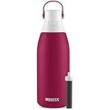 Brita Insulated Filtered Water Bottle with Straw, Reusable, Stainless Steel Metal, Ruby, 32 Ounce