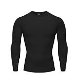 HYCOPROT Compression Shirts for Men Athletic Long Sleeve Base Layer Men's Workout Rash Guard Shirt Sports T-Shirt Running Undershirt Tops Mens Shirt Undershirts Basketball Gear for Gym Running Black