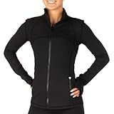 CRS Cross Ice Skating Jacket. Ultra Soft Fitted Full Zip Figure Skating Warm Up Layer for Girls, Women, Practice and Competition. Black Hip Length for Dance, Equestrian and Fitness - Small