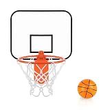 Mini Basketball Hoop Trash Can Set，Indoor Wall-Mounted Basketball Hoop Set with Quite Foam Ball,8.5" Clip-On Backboard for Office Bedroom Classroom-Basketball Gifts for All Ages