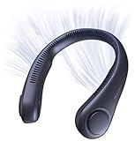 JISULIFE Portable Neck Fan, Hands Free Bladeless Fan, 5 Speeds, 4000 mAh Battery Operated Wearable Personal Fan, Twistable, Rechargeable, Gift for Women Men-Blue